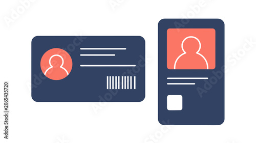 Identification Card and Passport Document Vector Icons for Identity Verification