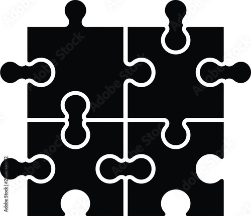 Black silhouette puzzle pieces interlocking