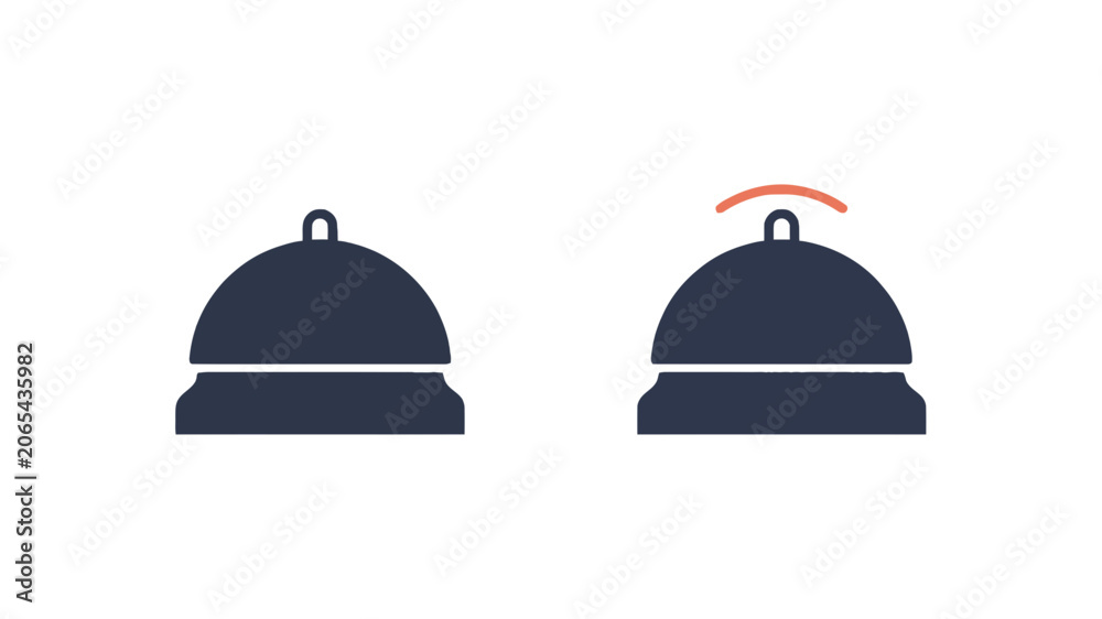 Fototapeta premium Hotel Service Bell Icons for Hospitality and Concierge Service