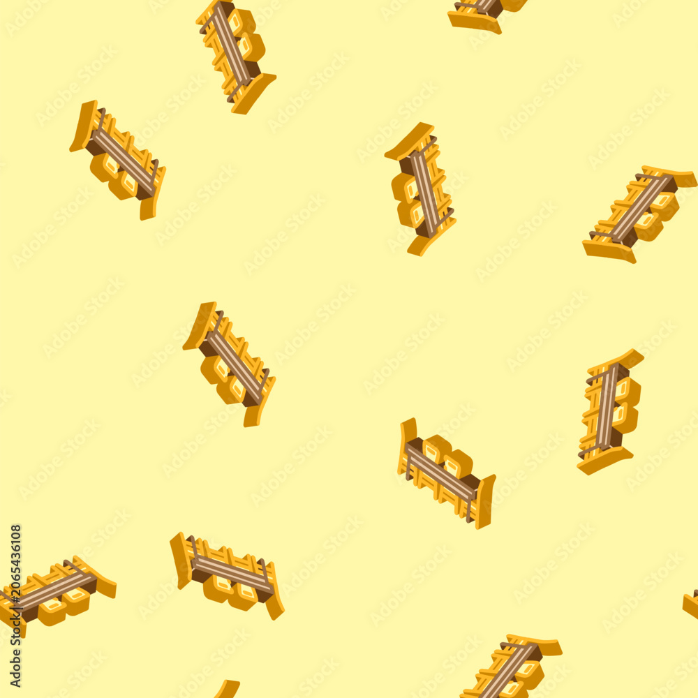 Fototapeta premium dining set outdoor furniture isometric seamless pattern. dining set outdoor furniture sign illustration