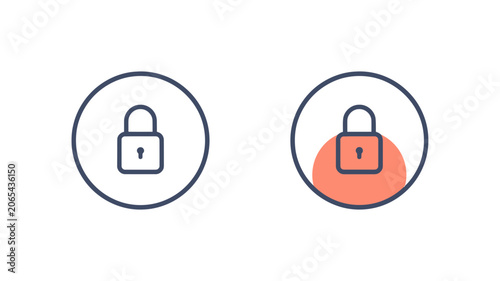 Secure padlock icons in circles for privacy and security concepts in flat vector style
