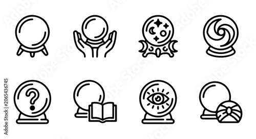 Photos Crystal Ball Icons, Fortune Telling Symbols, Mystical Orbs, Psychic Predictions,
