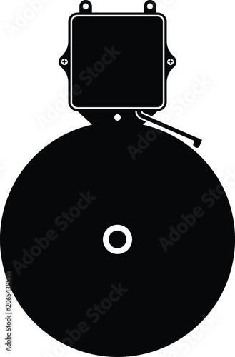 Electric School Bell Silhouette Isolated on White Background