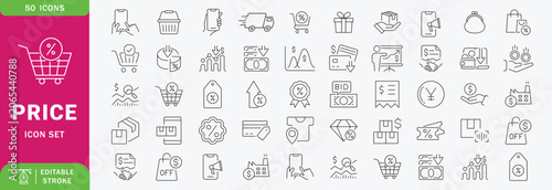Price icon set. Invoice and discount symbol. Vector illustration