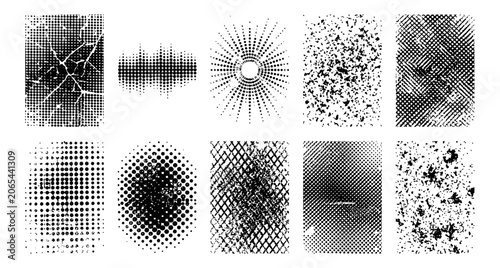 Set of Ten Abstract Monochrome Distressed Grunge Textures