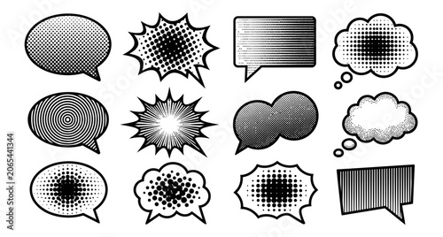 Collection of Retro Comic Book Style Speech Bubble Graphics