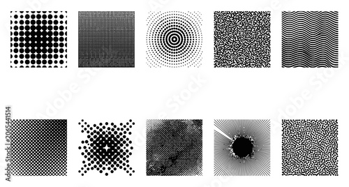 Monochrome Abstract Texture Patterns and Graphic Design Elements
