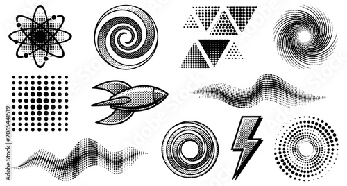 Collection of Retro Futuristic Geometric Graphic Elements