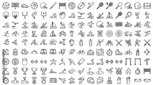 Sports vector bundle with athletic activities fitness and competition symbols