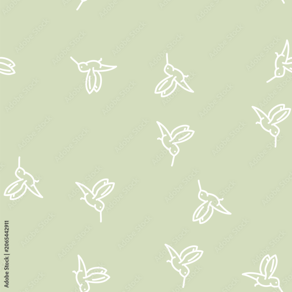 Obraz premium colibri little bird line seamless pattern colibri little bird thin line illustration