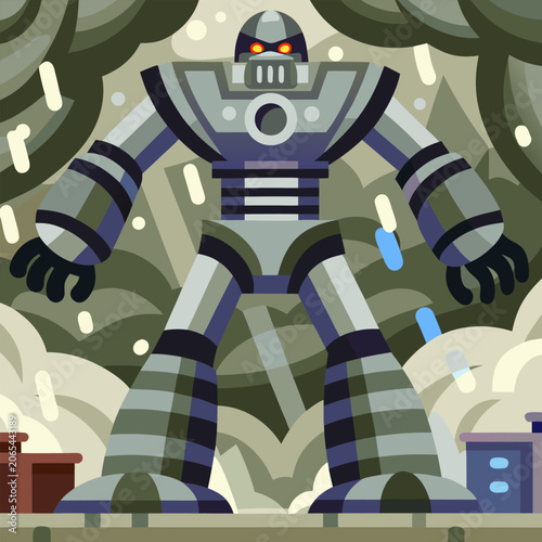 Iron Titan, The Mecha Awakening in the City, generative AI.
