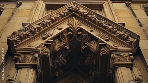 Ornate stone trim, building facade