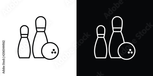 Foto Bowling icon logo design in editable line strokes