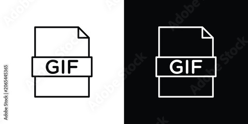 Fotografie Gif icon logo design in editable line strokes