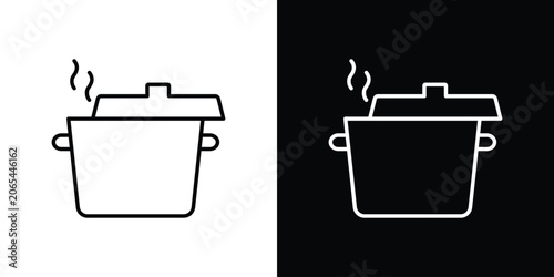 Φωτογραφία Pot icon logo design in editable line strokes