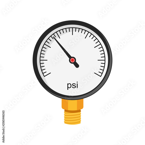 Pressure gauge icon in flat style. Manometer vector illustration on isolated background. Pressure measurement sign business concept.