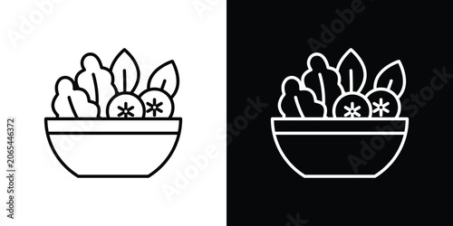 Salad icon logo design in editable line strokes