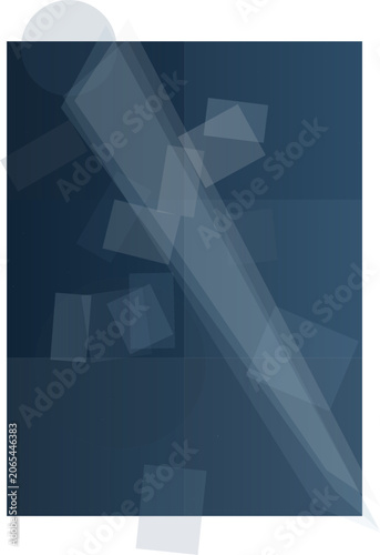Transparent geometric shapes with soft edges and light effects.