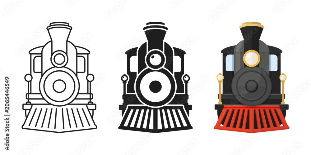 Foto Modern speed train icon set collection in flat style