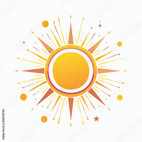 Stylized Sun Illustration with Radiant Rays