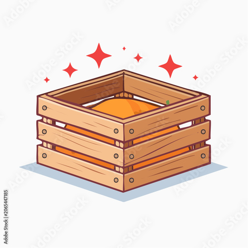 Wooden Crate Full of Oranges with Sparkles