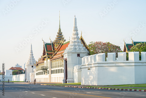 Wat Phra Kaew The House of the Emerald Buddha with road morning scene sigtseeing travel