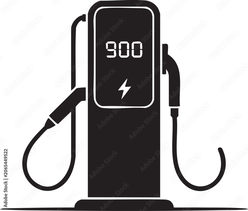 Fototapeta premium Electric Vehicle Charging Station Icon Minimalist Black and White Illustration
