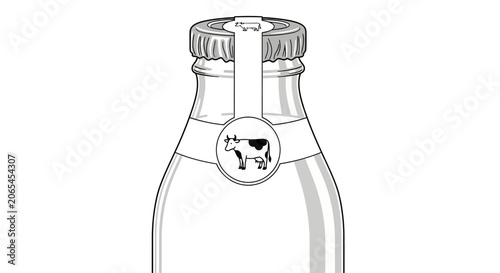 Retro Style Glass Milk Bottle for Fresh Dairy Product Display