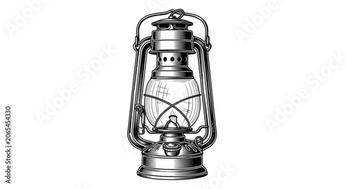 Vintage Kerosene Oil Lantern with Warm Burning Flame
