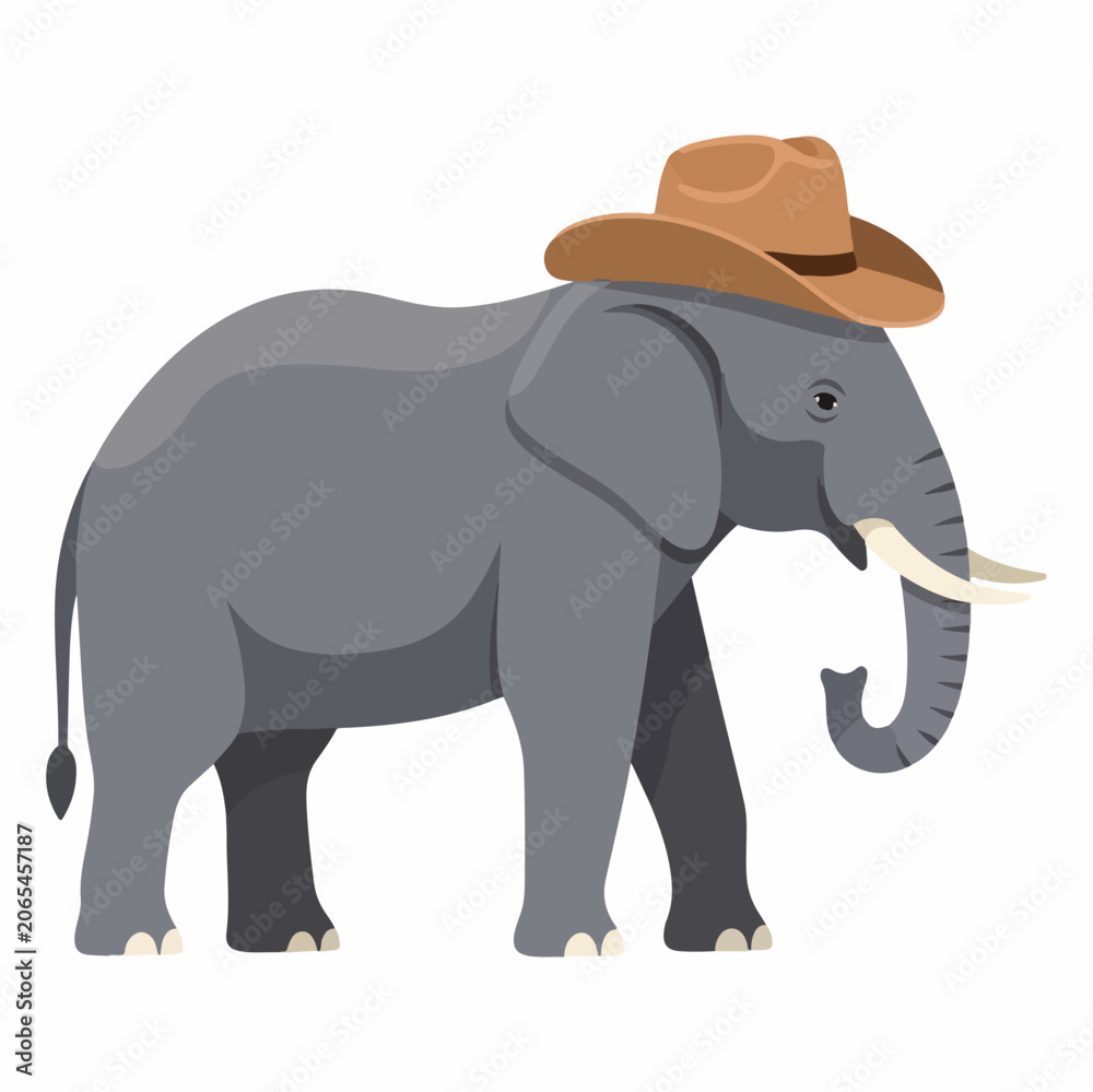 Fototapeta premium An elephant wearing a cowboy hat.