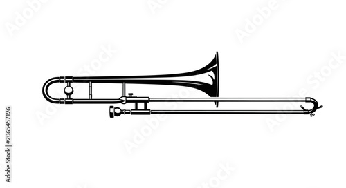 Canvas Print Shiny brass trombone musical instrument for jazz or classical orchestra