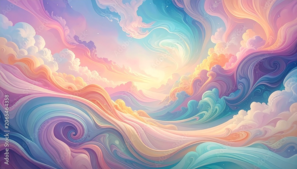 Fototapeta premium Vibrant Swirling Clouds with Pastel Hues.
