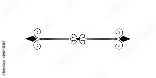 Decorative vintage text divider with floral and diamond elements isolated on transparent background