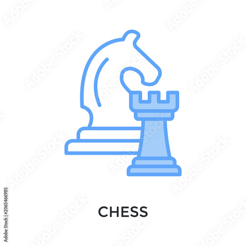 Bild auf Leinwand Chess Icon Lineal Blue Style