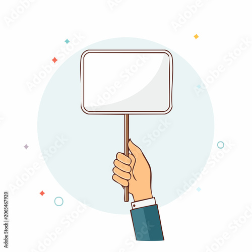 Hand holding blank sign board