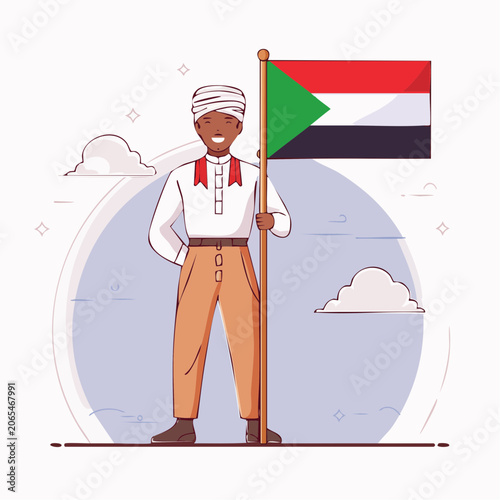 Man Holding Sudanese Flag