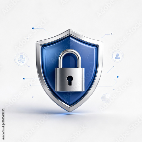 3D Cybersecurity Shield and Padlock Concept  v3