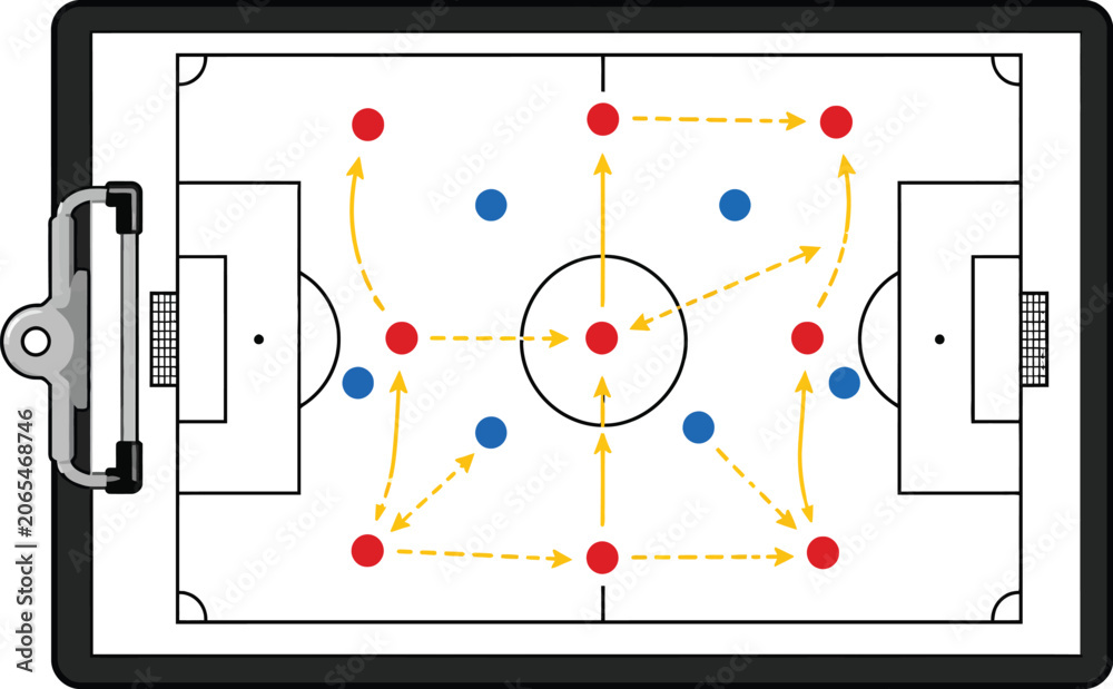 Fototapeta premium Soccer Tactics Board Vector – Football Strategy Formation Diagram Design