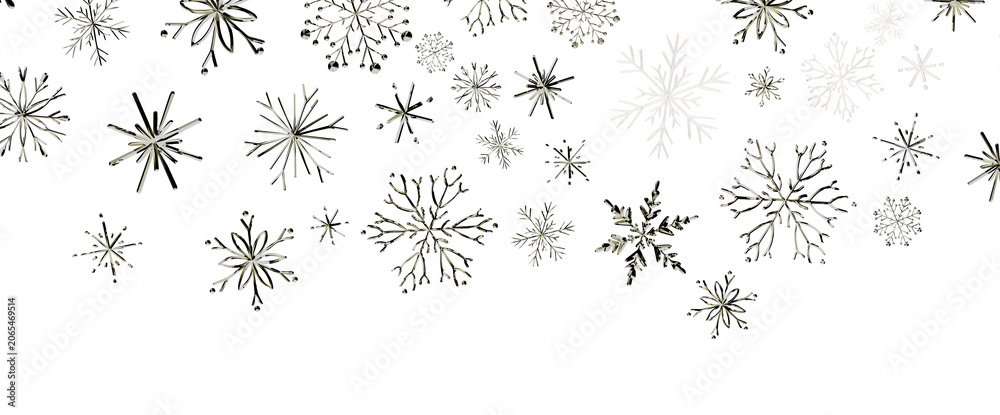 Fototapeta premium Beautiful detailed snowflake illustrations forming a winter holiday seamless pattern background