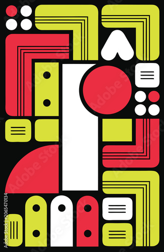Playful Neo Brutalist Abstract Pattern Background with Geometric Shapes and Vibrant Colors