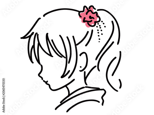 浴衣の女性の夏祭りイラスト／ベクター素材