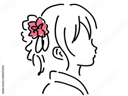 浴衣の女性の夏祭りイラスト／ベクター素材