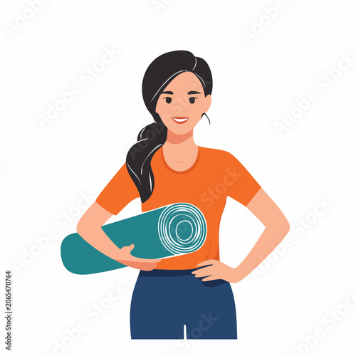 Woman holding a yoga mat