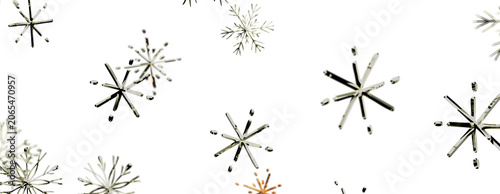 Schilderij op canvas Delicate crystal snowflakes gracefully suspended on a pure white backdrop, symbo