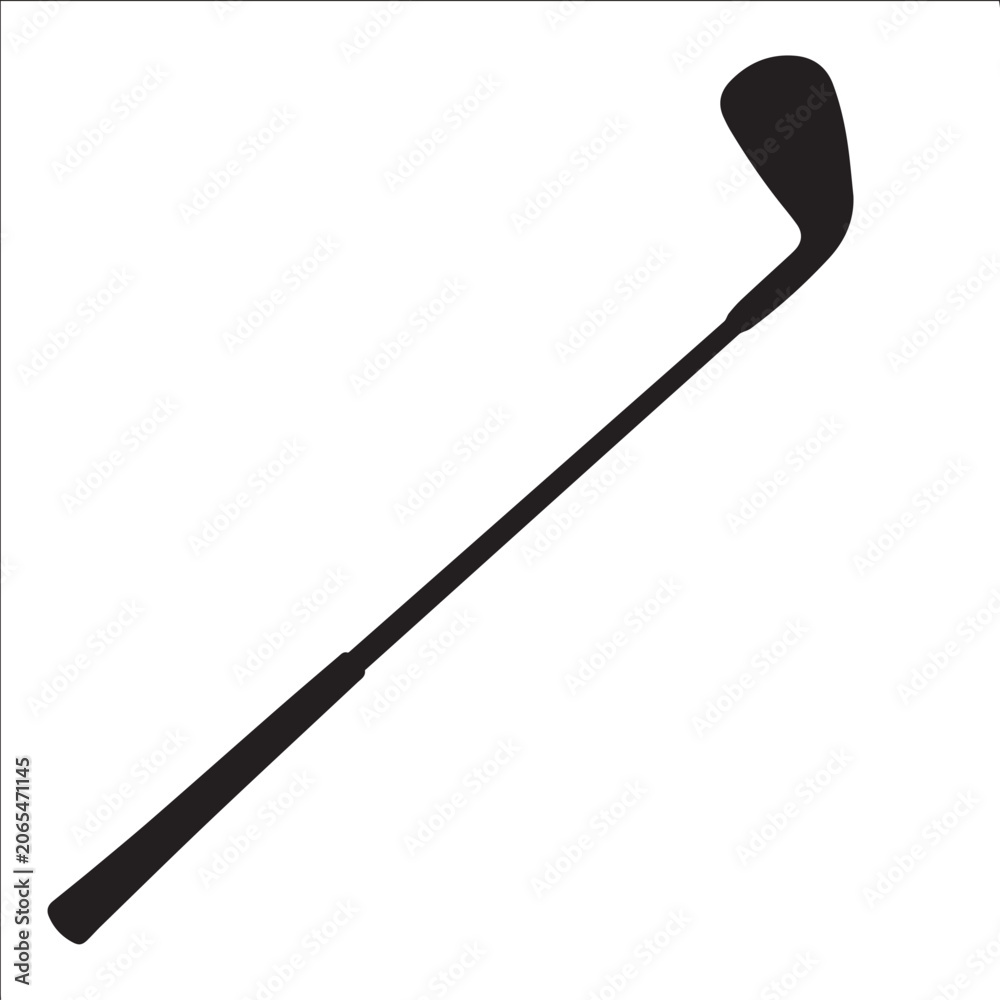 Obraz premium Golf club silhouette stands against a clean white background to represent precision in sports equipment design.