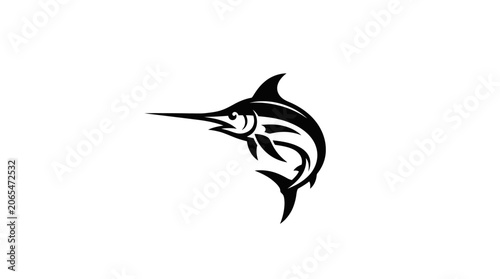 Black and white marlin fish swimming.