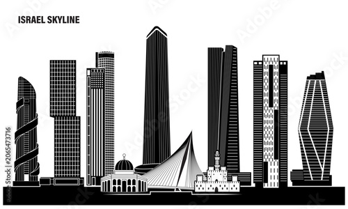 Celebrate Israel’s iconic heritage and innovation through this striking skyline artwork, perfect for wall décor, travel promotions, cultural publications, souvenirs, and branding.