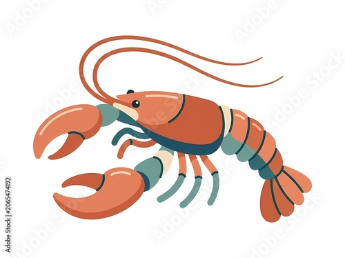Cartoon lobster illustration isolated on white background.