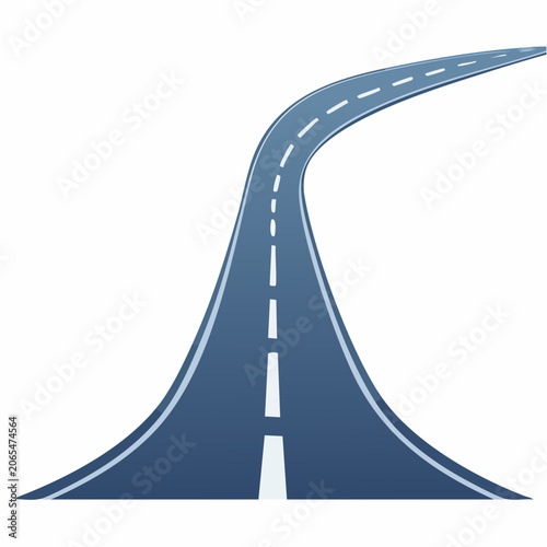 Stylized Winding Road with Lane Markings