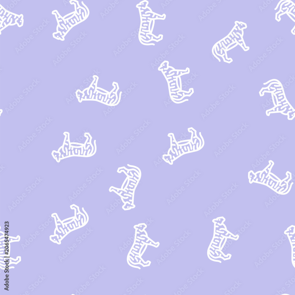 Obraz premium tiger animal line seamless pattern tiger animal thin line illustration
